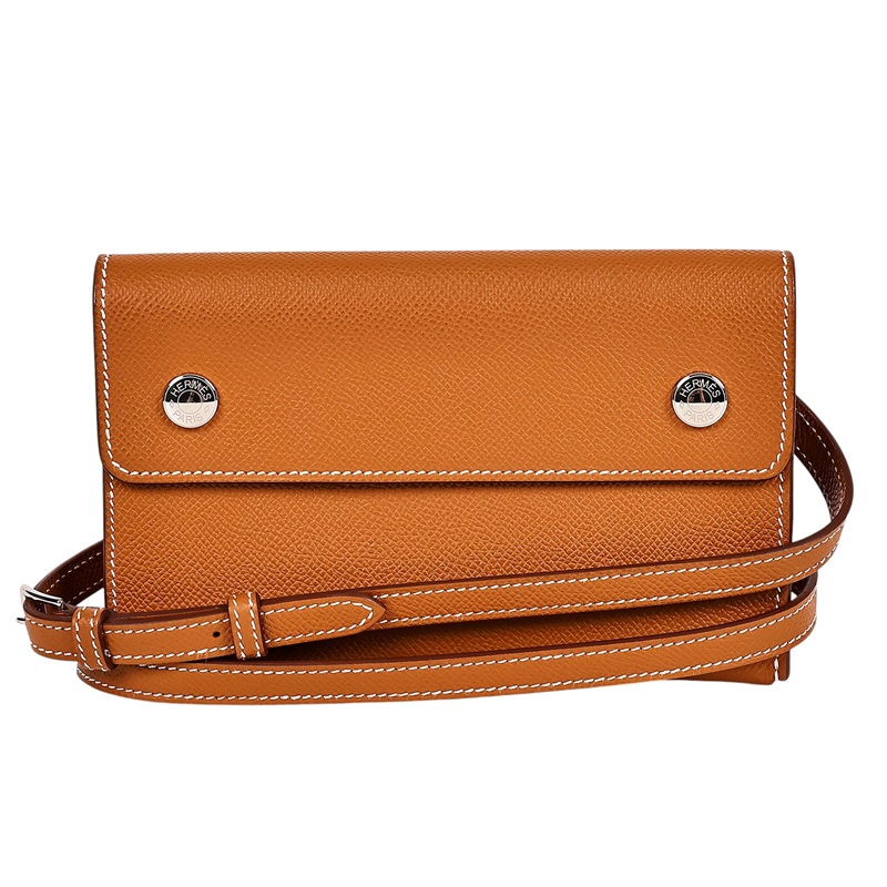 愛馬仕 Hermès Snap wallet 斜背包 SNAPW W AM 011 UH W刻 金棕SNAP WALLET WOC 原廠盒子/防塵袋2/購買證明