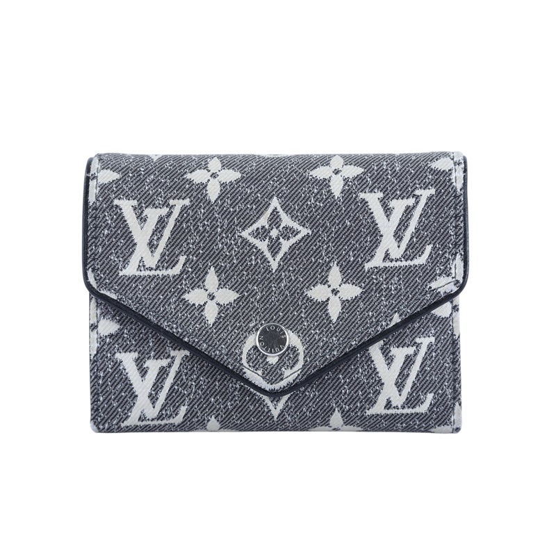 路易威登 LOUIS VUITTON Victorine 錢包 3摺短夾 M81859 晶片款 黑原花單寧三折短夾 原廠盒子/防塵袋