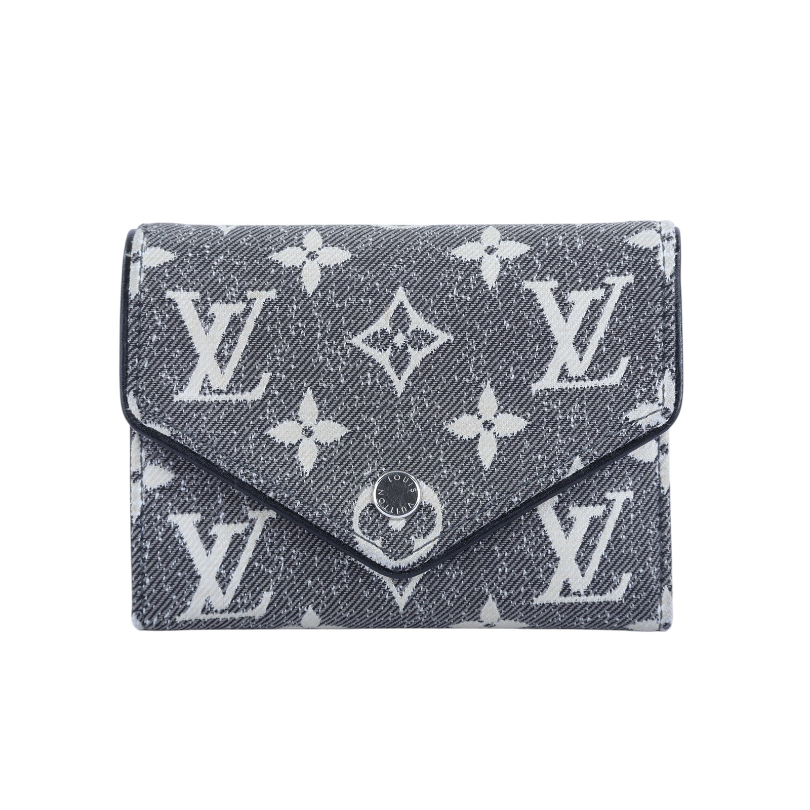 路易威登 LOUIS VUITTON Victorine 錢包 3摺短夾 M81859 晶片款 黑原花單寧三折短夾 原廠盒子/防塵袋