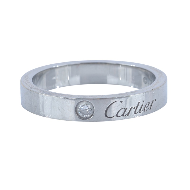 卡地亞 CARTIER C de 婚戒 1顆鑽石 B4051349 PT950單鑽戒指#49 原廠盒子2/證書