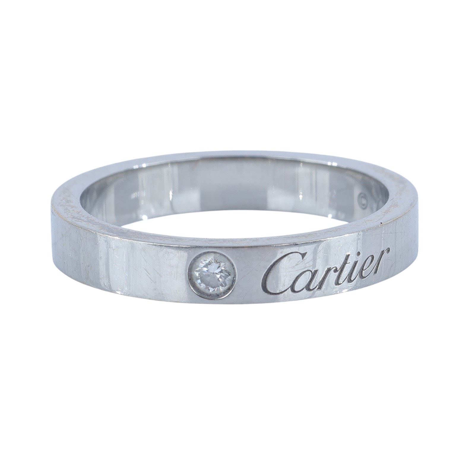 卡地亞 CARTIER C de 婚戒 1顆鑽石 B4051349 PT950單鑽戒指#49 原廠盒子2/證書