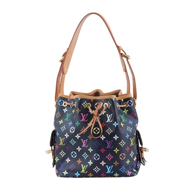 路易威登 LOUIS VUITTON 村上隆聯名 Noé 束口 水桶包 M42230 ☆黑彩原花MULTICOLOR NOE水桶包 無附屬品