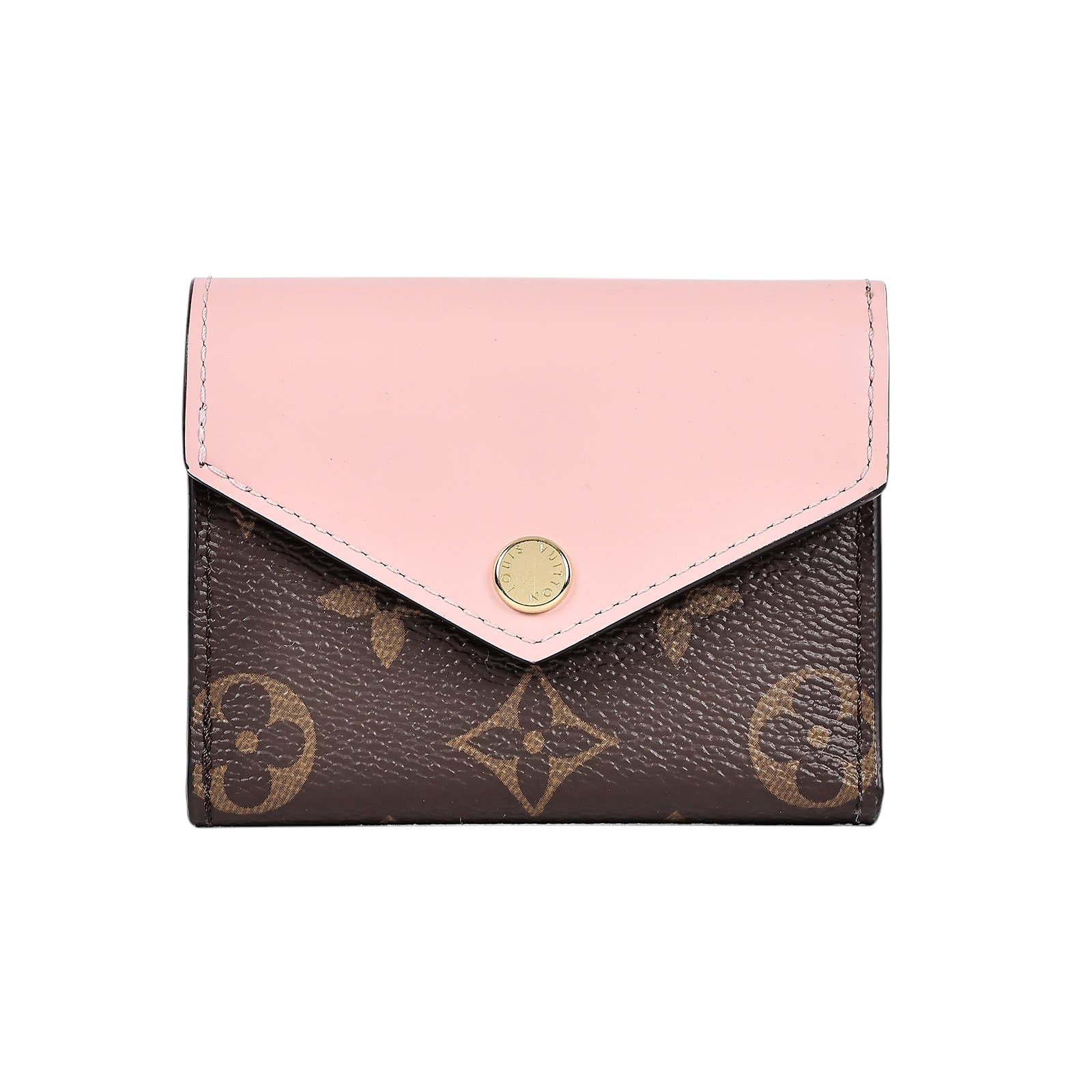 路易威登 LOUIS VUITTON Zoé Monogram塗層帆布 芭蕾粉牛皮 錢包 M62933 晶片款 原花拚粉紅Zoé短夾 原廠盒子/防塵袋