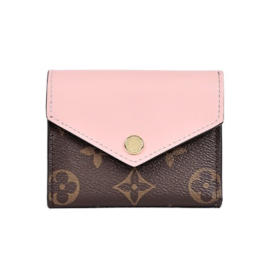 路易威登 LOUIS VUITTON Zoé Monogram塗層帆布 芭蕾粉牛皮 錢包 M62933 晶片款 原花拚粉紅Zoé短夾 原廠盒子/防塵袋