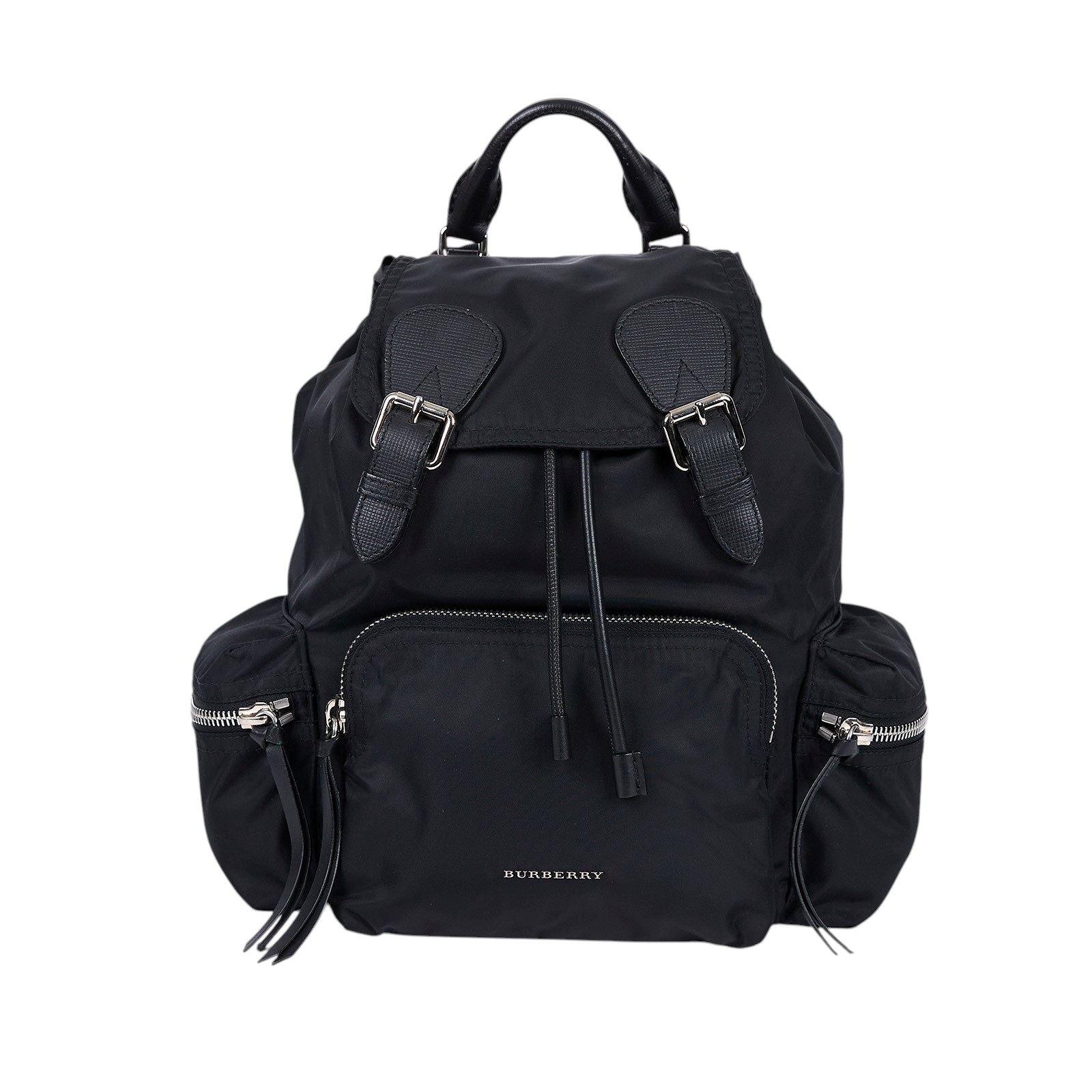 博柏利 BURBERRY The Rucksack 軍用後背包 中型 4048297 黑銀尼龍後背包 防塵袋