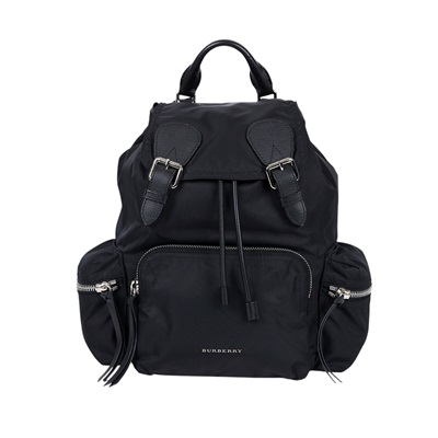 博柏利 BURBERRY The Rucksack 軍用後背包 中型 4048297 黑銀尼龍後背包 防塵袋