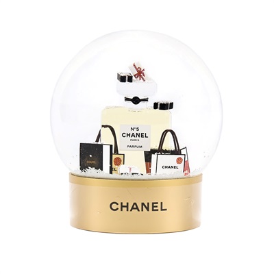 香奈兒 CHANEL N°5 香水瓶雪花球 非賣品 100週年  金香水瓶水晶球 原廠盒子