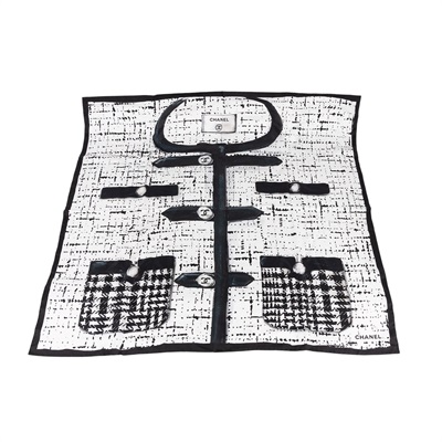 香奈兒 CHANEL CC 經典外套印花 絲巾 方巾  黑白外套絲巾90x90 原廠盒子