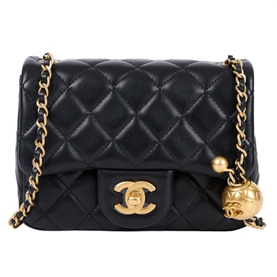 香奈兒 CHANEL CC logo 金球 方胖 肩背 斜背 口蓋包 AS1786 晶片款 黑金球方胖 原廠盒子/防塵袋/購買證明