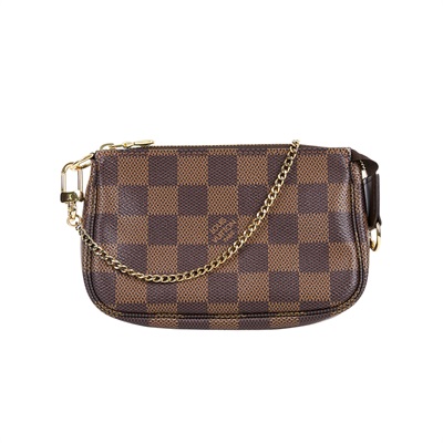 路易威登 LOUIS VUITTON Damier Ebene塗層帆布 鏈帶 迷你小皮包 N58009 棋盤小麻將包 原廠盒子/防塵袋