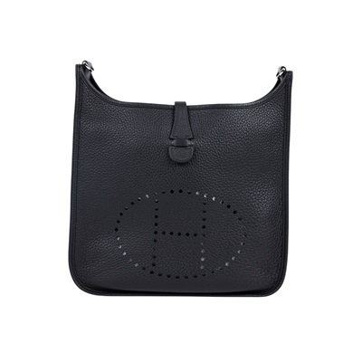 愛馬仕 Hermès Evelyne Bag 伊芙琳包 29 馬蹄型 EV29 W UY 006 TM W刻黑銀EVELYNE29 原廠盒子/防塵袋x2/背帶
