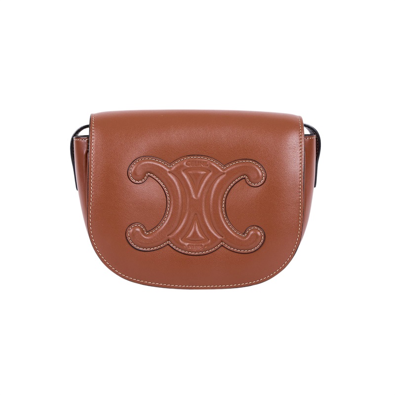 思琳 CELINE Folco Cuir Triomphe 198263DU3 焦糖FOLCO CUIR TRIOMPHE斜背馬鞍包 防塵袋