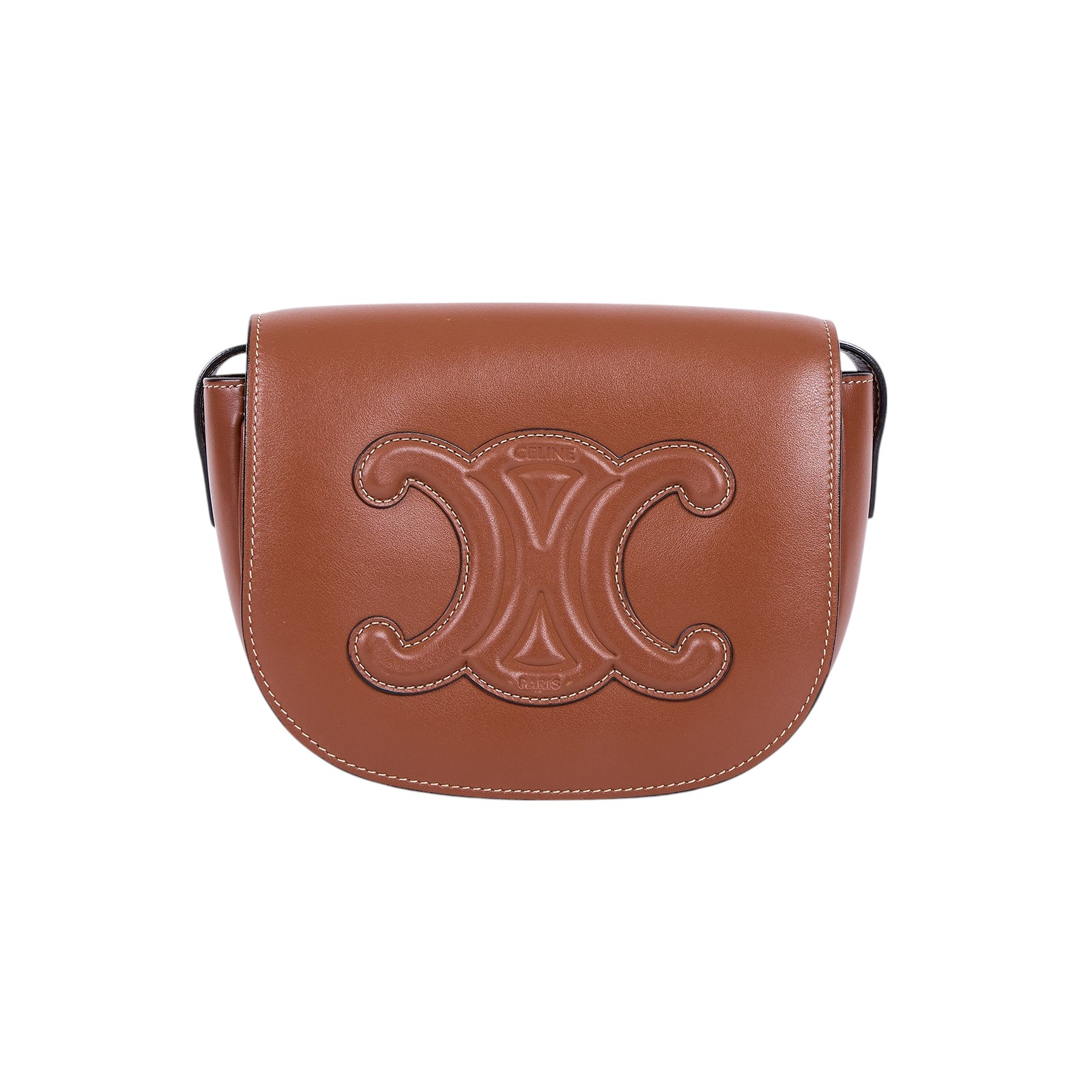 思琳 CELINE Folco Cuir Triomphe 198263DU3 焦糖FOLCO CUIR TRIOMPHE斜背馬鞍包 防塵袋