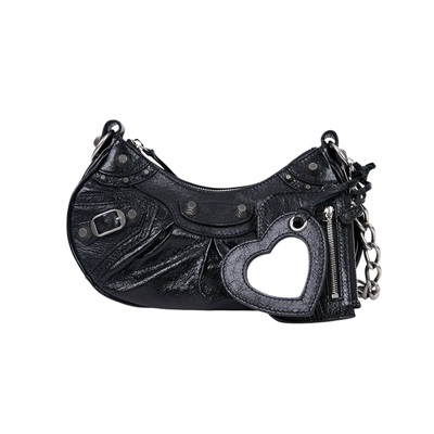 巴黎世家 BALENCIAGA Le cagole XS 半月 可頌包 712813 黑LE CAGOLE XS機車包 防塵袋/內袋/鏡子