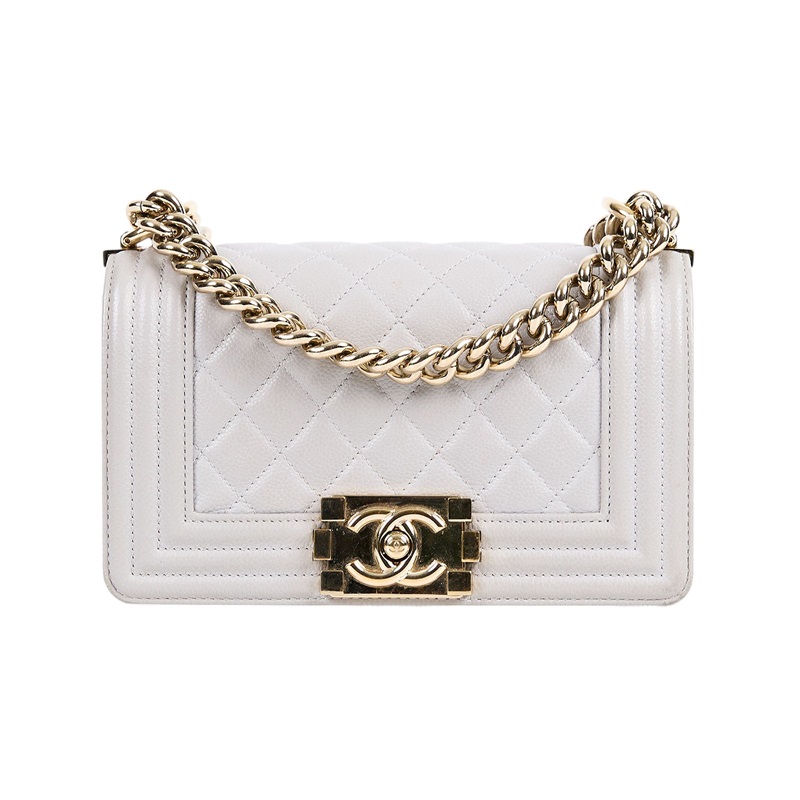 香奈兒 CHANEL Boy 20 小型 口蓋包 A67085 晶片款 灰荔枝牛BOY20 原廠盒子/防塵袋/購買證明