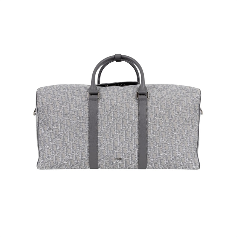 迪奧 CHRISTIAN DIOR Lingot 50 旅行袋 波士頓包 1ADDU120DOS 灰銀OBLIQUE LINGOT行李袋 防塵袋/背帶
