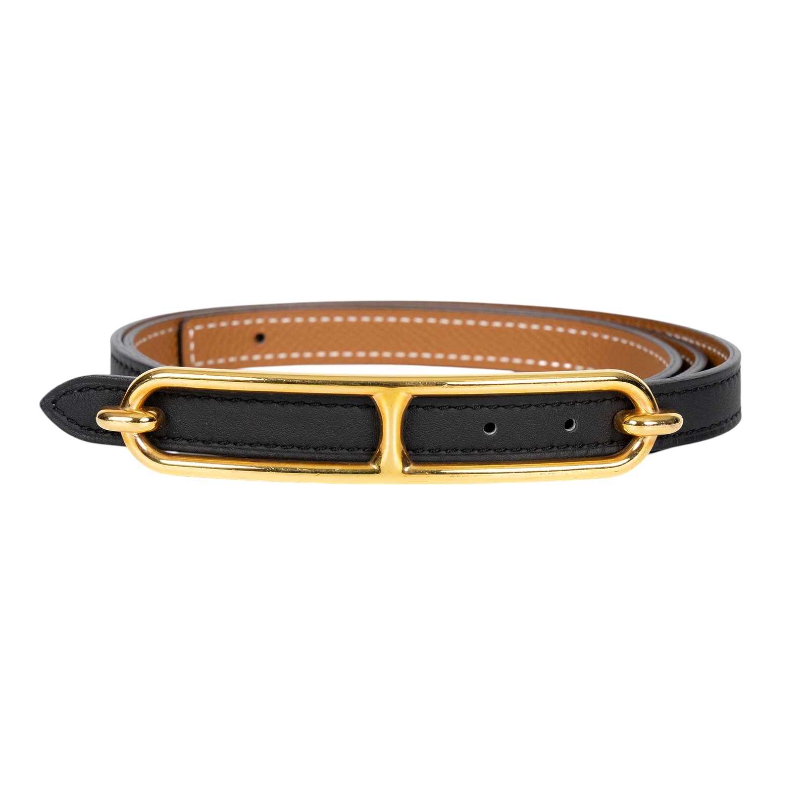 愛馬仕 Hermès Roulis 皮帶釦 雙面皮腰帶 1.3 cm ROB_85 W FM 150 W刻黑金棕雙面ROULIS皮帶#85 防塵袋