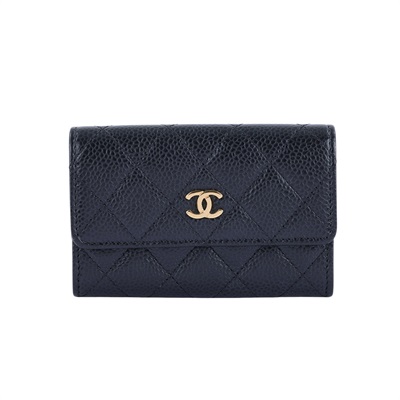 香奈兒 CHANEL 錢包 卡包  21開 黑金荔枝單層卡包 無附屬品