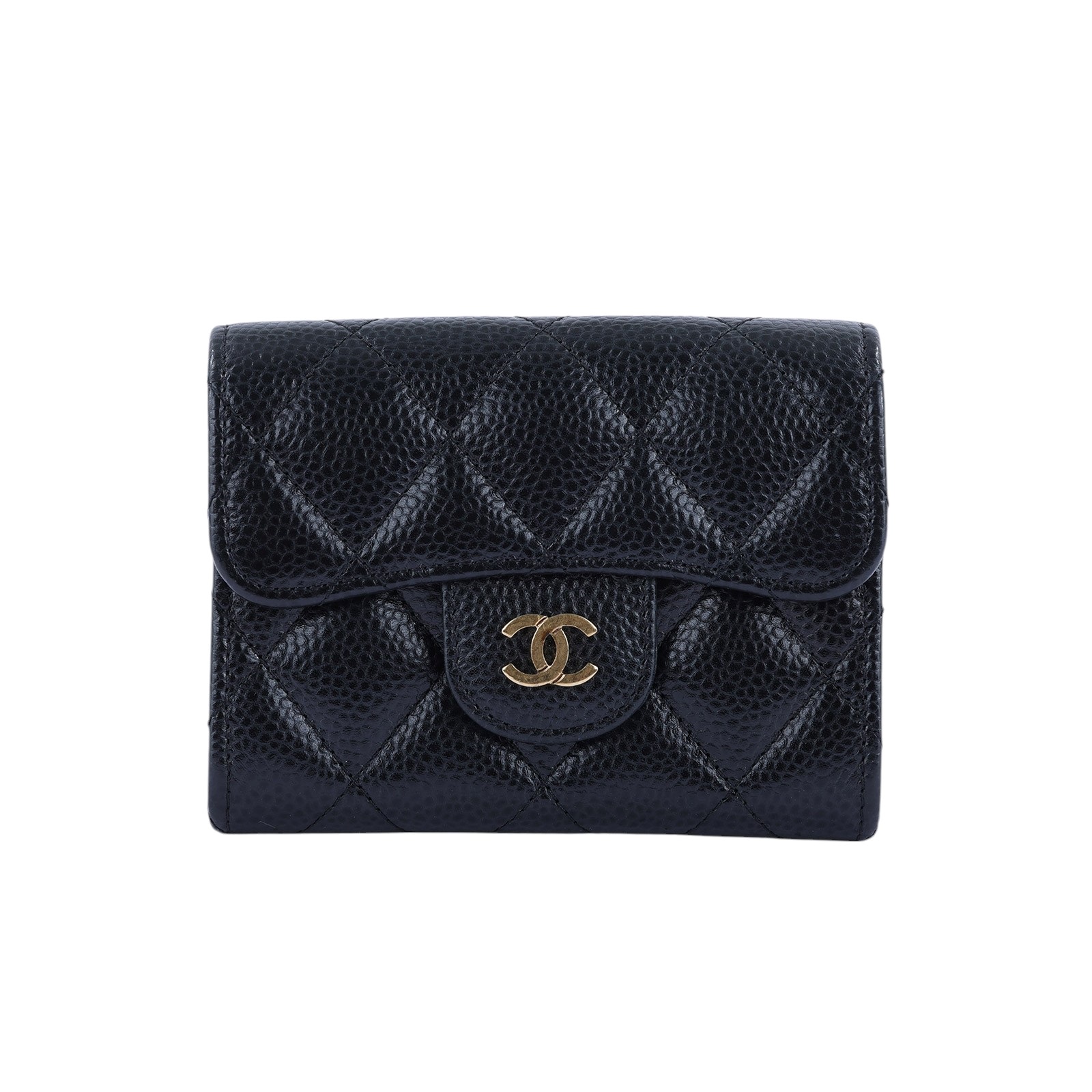 香奈兒 CHANEL 錢包 零錢包 卡夾 AP0220 21開 黑金荔枝雙層卡包 無附屬品