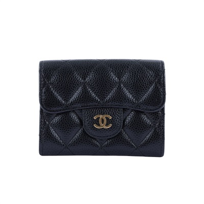 香奈兒 CHANEL 錢包 零錢包 卡夾 AP0220 21開 黑金荔枝雙層卡包 無附屬品