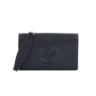 古馳 GUCCI Soho 鏈帶 手拿包 598211 黑牛皮SOHO WOC 原廠盒子/防塵袋/背帶