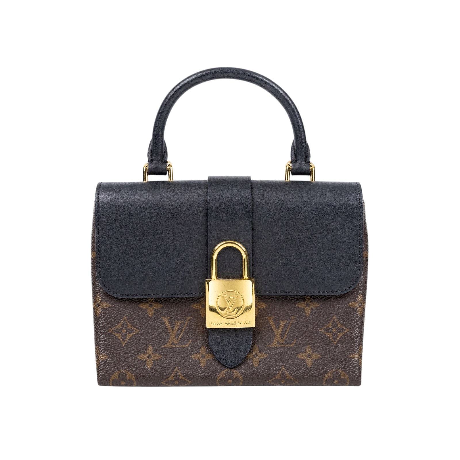 路易威登 LOUIS VUITTON Locky BB 手提包 黑色 M44141 晶片款 黑拼原花LOCKY BB手提肩背包 原廠盒子/防塵袋/背帶