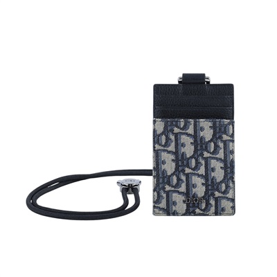 迪奧 CHRISTIAN DIOR 直式卡夾 2ESCH151YKY 藍緹花帆布掛頸證件套 無附屬品