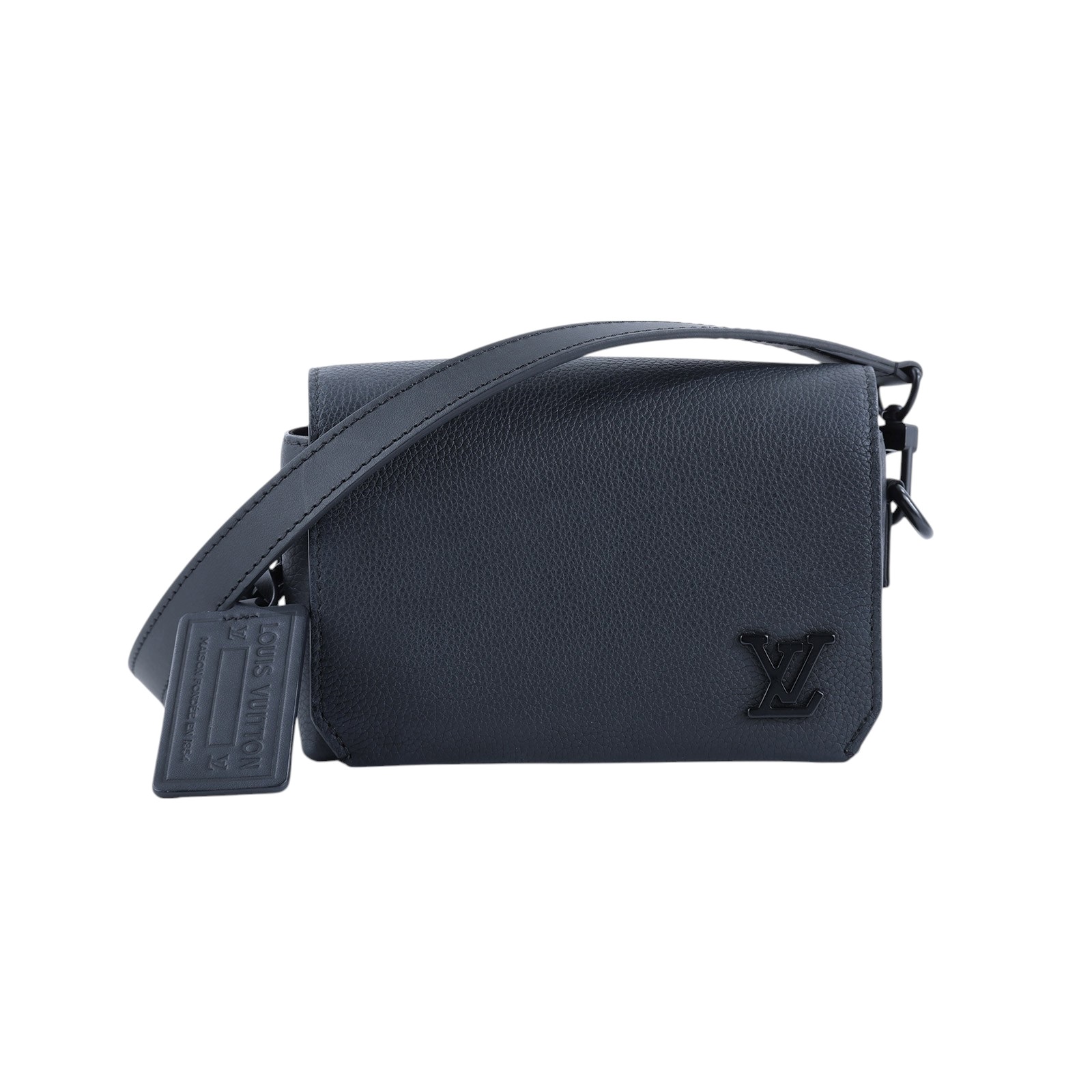 路易威登 LOUIS VUITTON 翻蓋隨身錢包 牛皮 黑色 M82085 晶片款 黑Aerogram隨身掀蓋包 背帶/吊牌