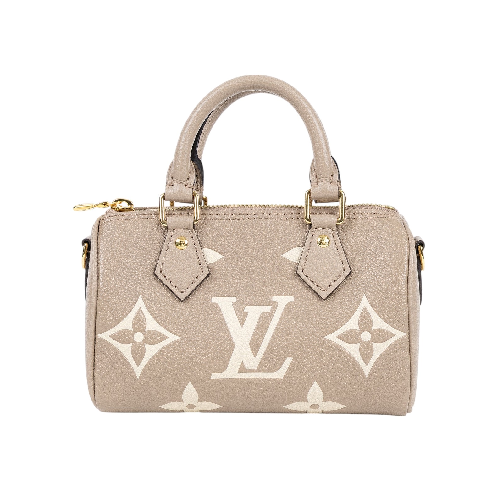 路易威登 LOUIS VUITTON Nano Speedy 手提 斜背 肩背包 灰色 奶油色 M82890 晶片款  原廠盒子/防塵袋/背帶