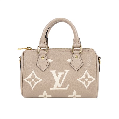 路易威登 LOUIS VUITTON Nano Speedy 手提 斜背 肩背包 灰色 奶油色 M82890 晶片款  原廠盒子/防塵袋/背帶