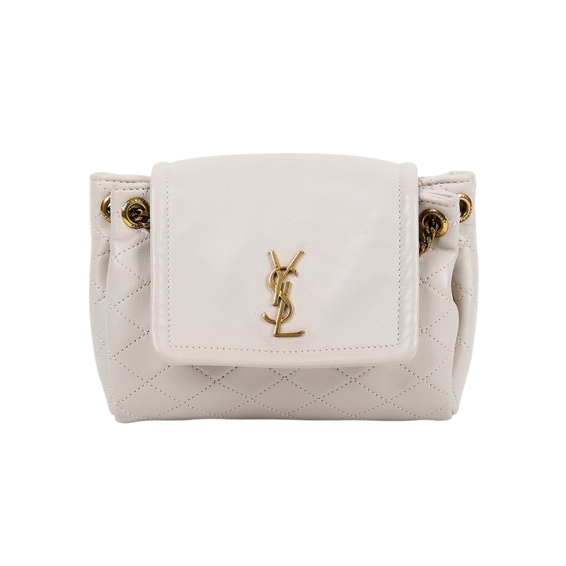 聖羅蘭 YSL SAINT LAURENT Nolia 小羊皮 迷你 手袋 肩背包 6727381EL07 米白金Nolita肩背包 原廠盒子/防塵袋