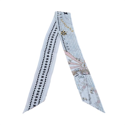 迪奧 CHRISTIAN DIOR La Papesse Tarot Mitzah 絲巾 76MTA106I631 白拚粉星星絲巾 無附屬品