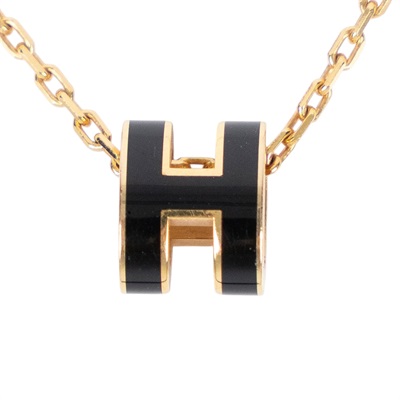 愛馬仕 Hermès Mini Pop H 墜飾 黑色 H147992Fv03 GD 02 43 黑金MINI POP H項鍊 無附屬品