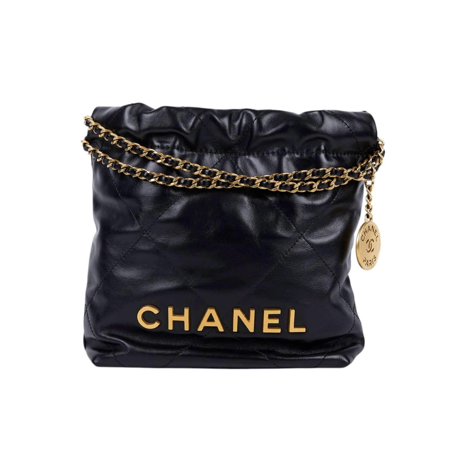 香奈兒 CHANEL 22 迷你 束口包 AS3980 晶片款 黑金22BAG MINI 原廠盒子/防塵袋/購買證明