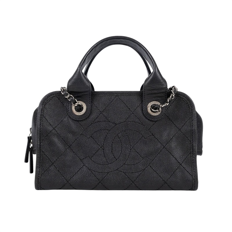 香奈兒 CHANEL DEAUVILLE 保齡球包 A92757 20開黑銀Deauville手提2WAY 原廠盒子/保證卡