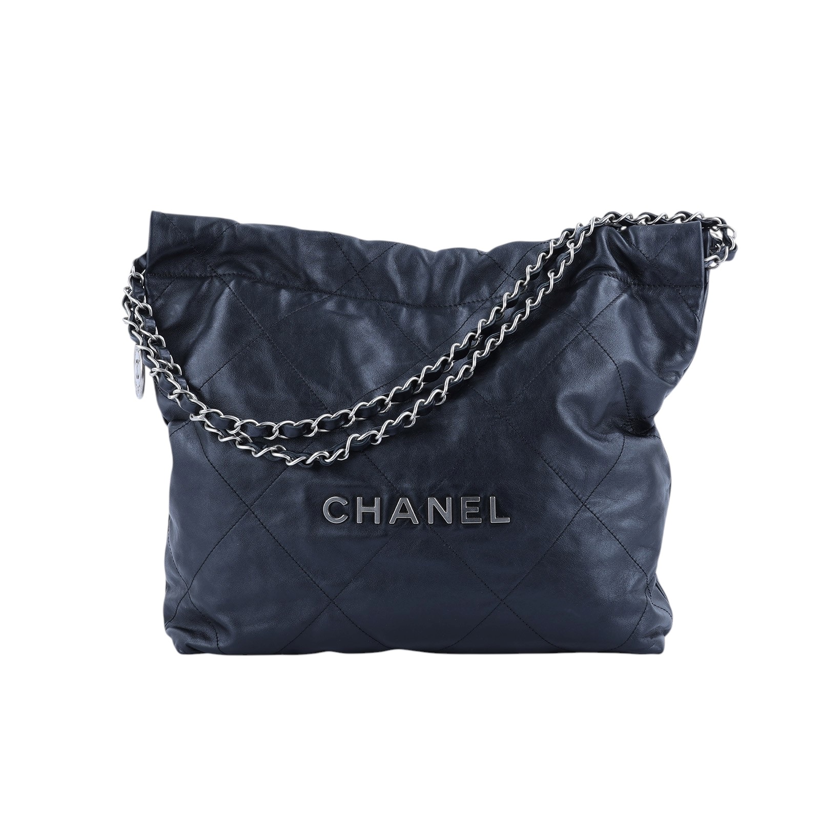 香奈兒 CHANEL 22 中型 束口包 AS3261 晶片款 黑銀22包 小號 防塵袋