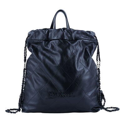 香奈兒 CHANEL 22 大型背包  束口包 AS3313 B09220 黑縫線22後背包 防塵袋/購買證明影本
