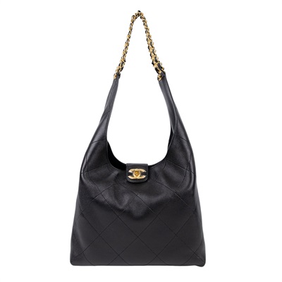 香奈兒 CHANEL Hobo 半月包 AS5425 B19776 黑金HOBO包 原廠盒子/防塵袋/內袋/購買證明影本