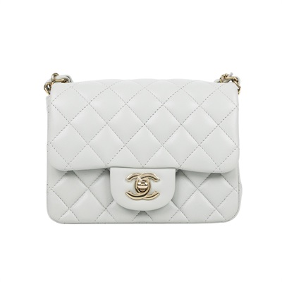 香奈兒 CHANEL CF 方形 迷你 口蓋包 A35200 Y04059 冰川灰金羊方胖 原廠盒子/防塵袋/購買證明影本