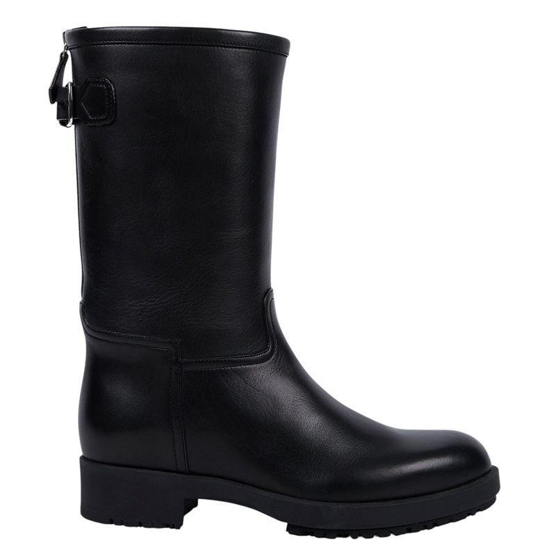 愛馬仕 Hermes 工程師靴 女鞋  黑素面中筒靴#37 原廠盒子/防塵袋2