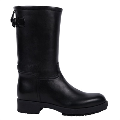 愛馬仕 Hermes 工程師靴 女鞋  黑素面中筒靴#37 原廠盒子/防塵袋2