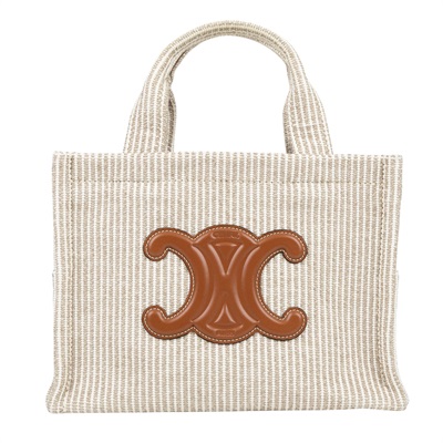 思琳 CELINE Cabas Thais標誌印花織物 牛皮 小型 手提包 199162ERQ 條文帆布CABAS THAIS 小號 無附屬品