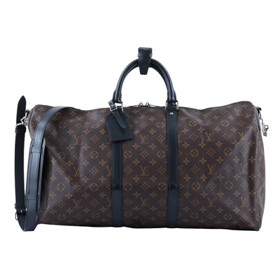 路易威登 LOUIS VUITTON Keepall Bandoulière 55 Macassar帆布 波士頓包  旅行袋 M56714 晶片款  背帶/吊牌防塵袋/鎖組/扣環
