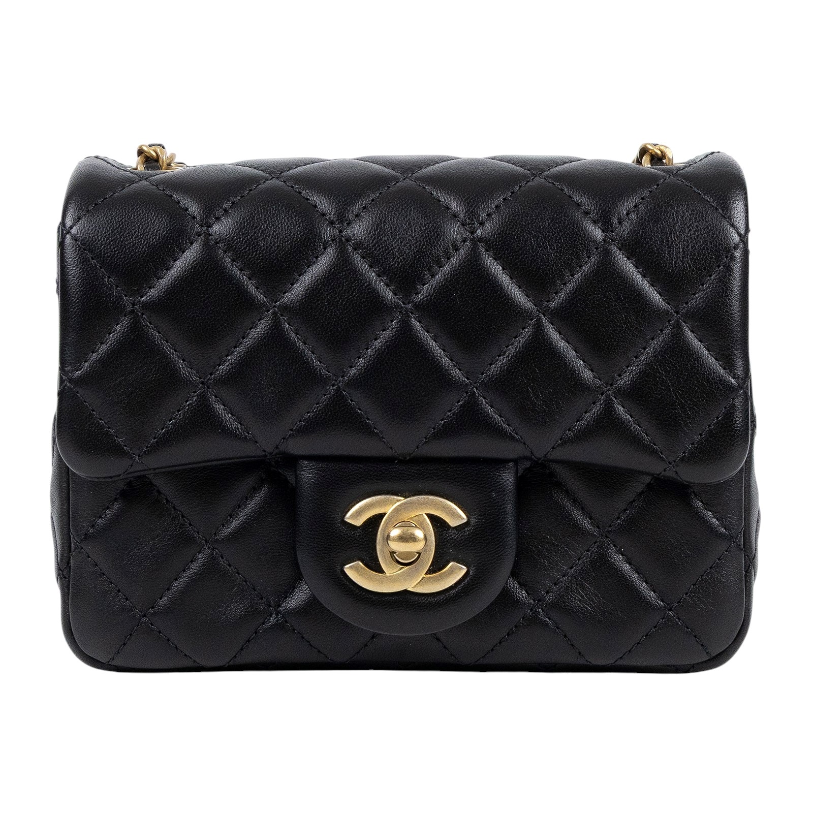 香奈兒 CHANEL CC logo 金球 方胖 肩背 斜背 口蓋包 AS1786 B02916 黑金羊金球方胖 原廠盒子/防塵袋/保證卡/購買證明影本