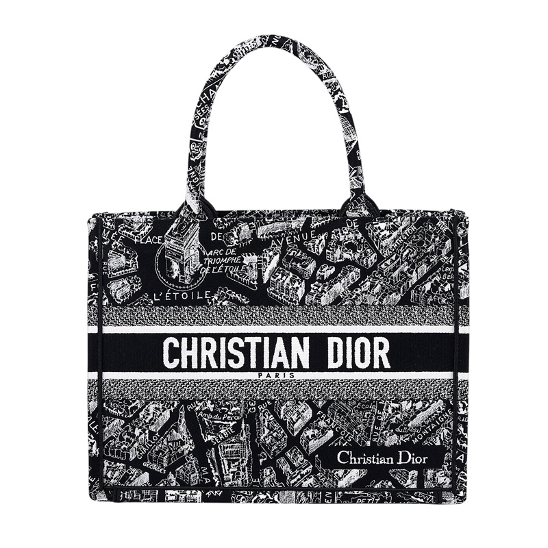 迪奧 CHRISTIAN DIOR Book Tote 小型 托特包 黑色 白色 M1296ZOMP 黑地圖BOOKTOTE 中號 防塵袋/保證卡
