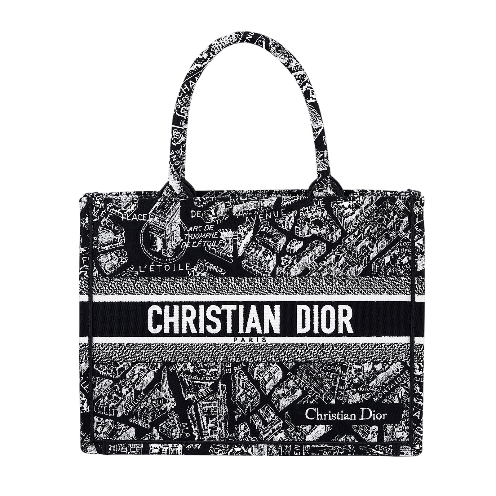 迪奧 CHRISTIAN DIOR Book Tote 小型 托特包 黑色 白色 M1296ZOMP 黑地圖BOOKTOTE 中號 防塵袋/保證卡
