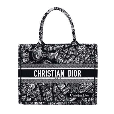 迪奧 CHRISTIAN DIOR Book Tote 小型 托特包 黑色 白色 M1296ZOMP 黑地圖BOOKTOTE 中號 防塵袋/保證卡