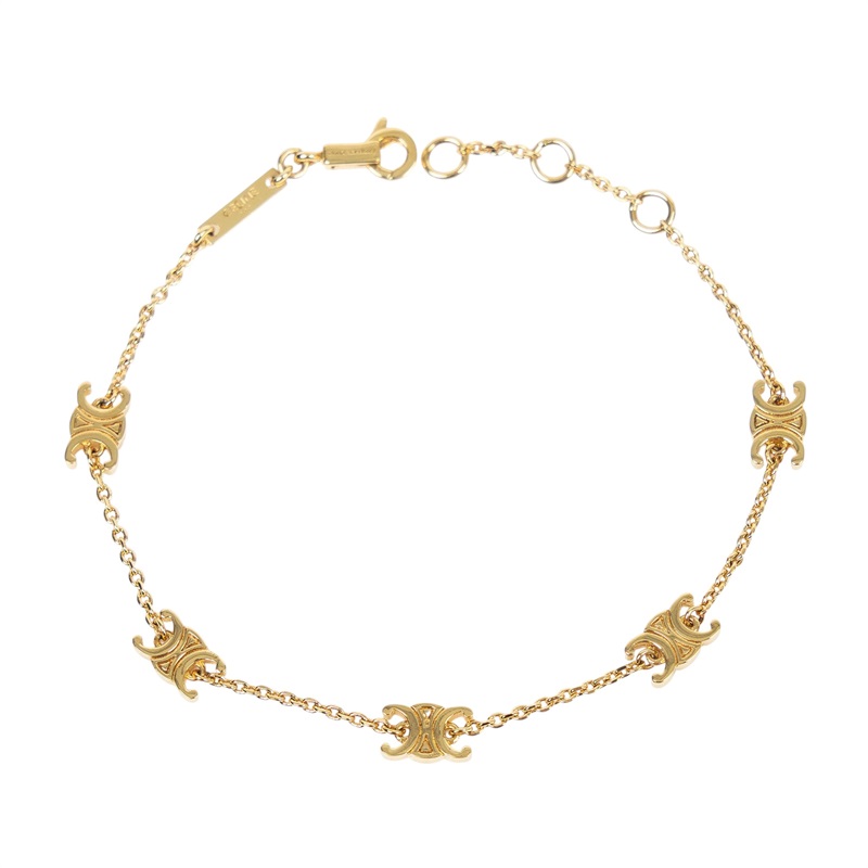 思琳 CELINE Triomphe 金色飾面 黃銅 迷你手鐲 460MT6BRA 金凱旋手鍊 原廠盒子/防塵袋/購買證明