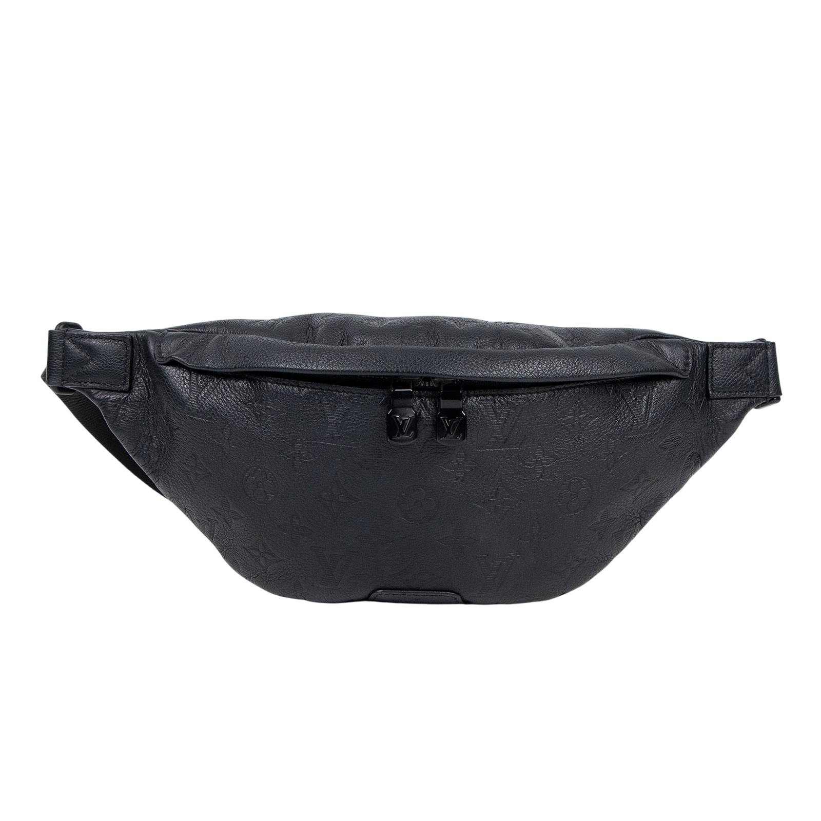 路易威登 LOUIS VUITTON Discovery PM 腰包 小牛皮 黑色 M46036 晶片款 黑原花壓紋DISCOVERY腰包 無附屬品
