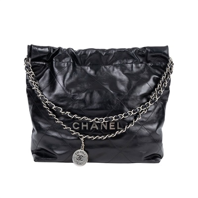 香奈兒 CHANEL 22 中型 束口包 AS3261 晶片款 黑銀22BAG 小號 內袋